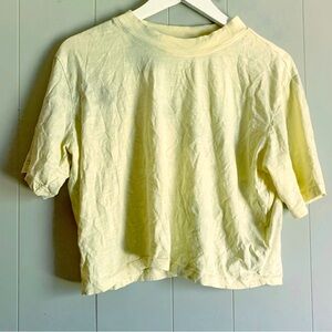 Staples by The Drop Sydney Short Sleeve Cropped Crew Neck Tee Yellow Tie Dye M